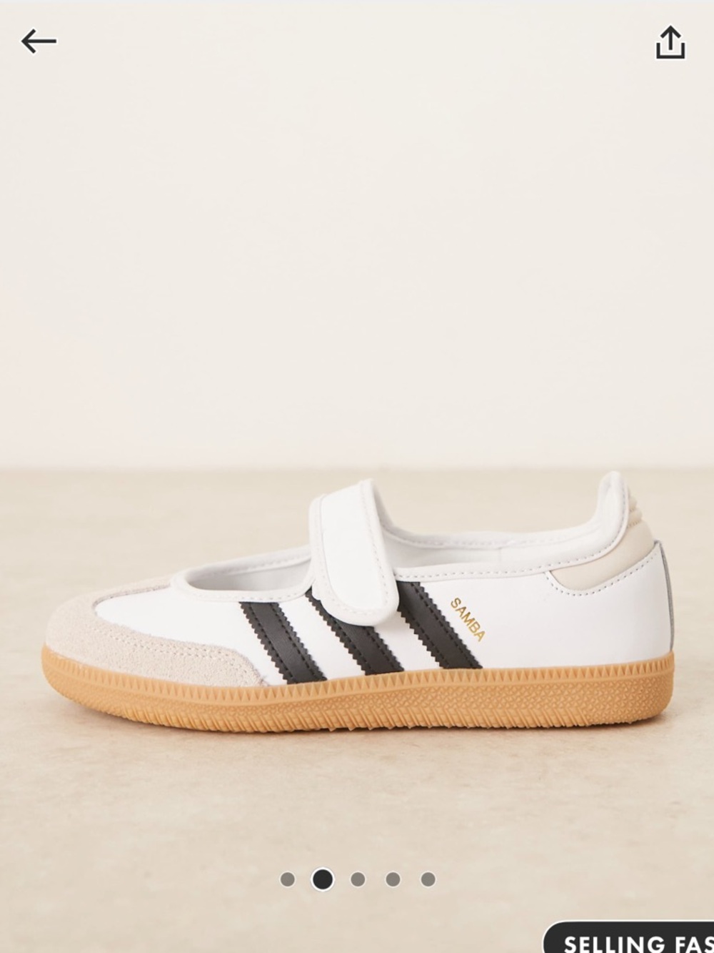 adidas  Samba Mary-Jane Sneaker in White, Black & Gum